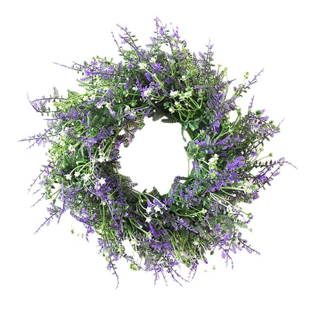Artificial Lavender Hanging Wreath Front Door Garden Flower Wall Garland 35cm