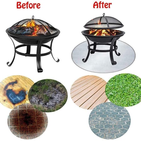 24 Inch Fire Pit Mat For Deck Fireproof, 24 Inch Fire Pit