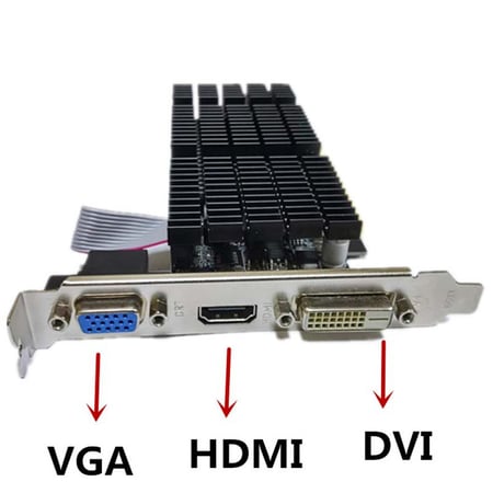SovelyBoFan Carte d'image GT710 2 Go 64BIT DDR3 DVI Une Carte d'image de Petit Bureau avec Dissipateur de Chaleur Silencieux Prend en Charge HDMI VGA
