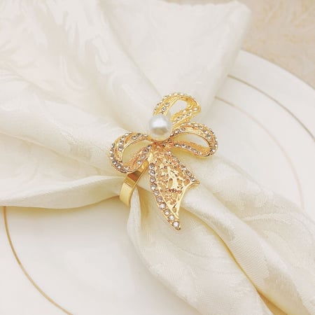 Gold Napkin Rings 8 Pcs Bowknot Napkin Rings Buckles for Wedding Dinner Party Table Decoration Christmas