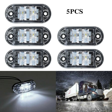 White Signal Side Lamp 5Pcs 2LED Side Marker Light Signal Lamp Indicator Waterproof for Car Truck Trailer 9-30V Marker Light 