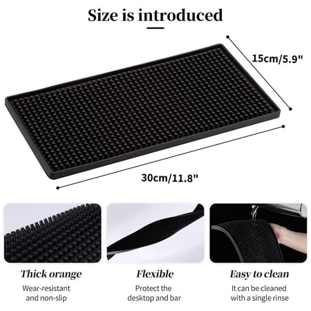 15cm x 30cm Mini Bar Mat Bar Runner Black Counter Drinks Mat Pub Restaurant