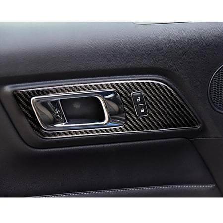 Carbon Fiber Inner Door Handle Frame Decor Cover Trim For Ford Mustang 2015-2020