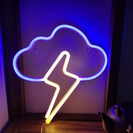 Cloud Neon Light Signs Blue LED Neon Sign Wall Lamp Powered by 3 AA
