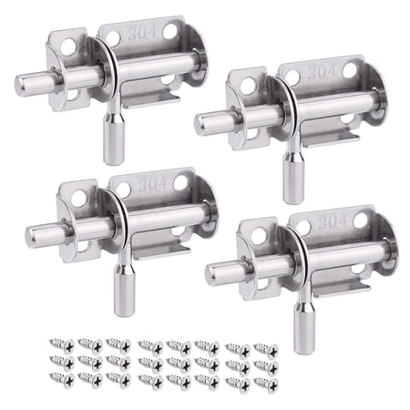 4pcs Door Locks Garden Gate Internal Latches Stainless Steel Shed Lock Sliding Bolt For Bathroom Shed Lock Sliding Bolt Locks Latches, Garden Gate Bolt Locks