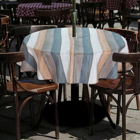 Outdoor Tablecloth Waterproof Table, Round Picnic Table Cover With Umbrella Hole