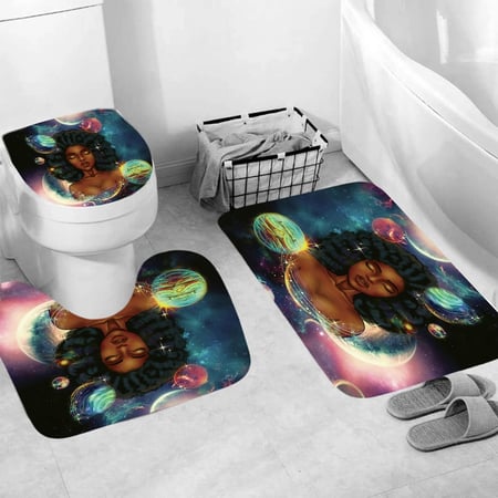 Space African Woman Print Shower, African Woman Shower Curtain Set