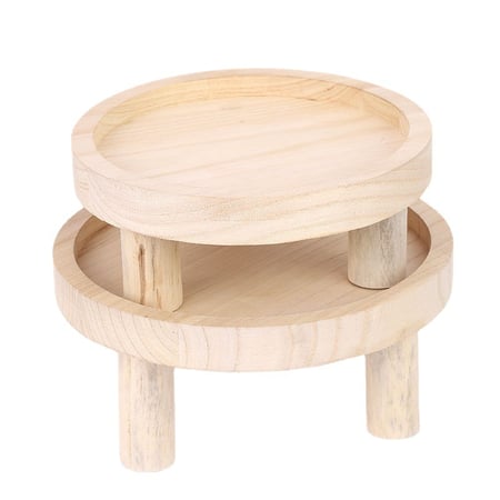2pcs Mini Wooden Stool Display Stand Round Flower For Indoor Outdoor Home Garden Decor 2pcs Mini Wooden Stool Display Stand, Round Wooden Display Stand