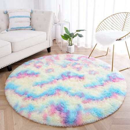 Soft Round Rainbow Area Rugs For Girls, Girls Area Rug
