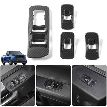 Window Switch Panel Trims 4pcs Carbon Fiber Style Car Interior Styling Window Lift Adjust Panel Switch Trims Fit for Ford F150 2015‑2020