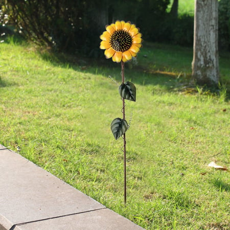 Metal Sunflower Garden Stakes Rustic, Metal Garden Ornaments Flowers