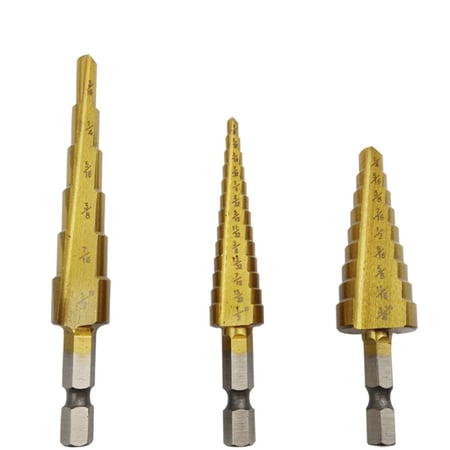 3Pcs Large HSS Steel Step Cone Drill Titanium Bit Hole Cutter 3/16-1/2,1/4-3/4,1/8-1/2
