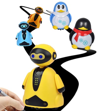 Magic Pen Inductive Toy Cute Penguin Robot Follow Any Drawn Line Kids Xmas Gift