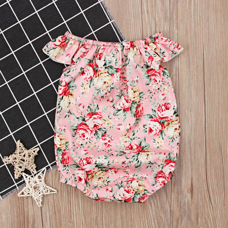 SEVEN YOUNG Newborn Baby Girls Floral Print Backless Romper Infant Kids Jumpsuit Outfit Playsuit Clothes 