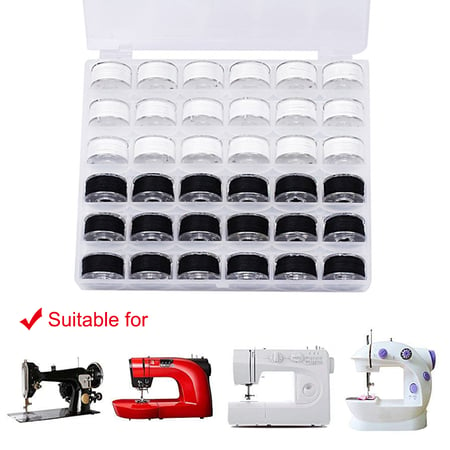 36Pcs Sewing Machine Bobbins Thread Spools Case With Threads for Singer Brother 