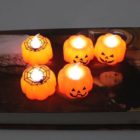 Halloween LED Pumpkin Spider Web Candle Lights Night Lamp Home Party Decor