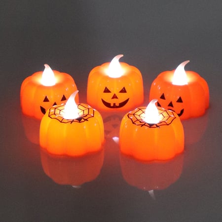 Halloween LED Pumpkin Spider Web Candle Lights Night Lamp Home Party Decor