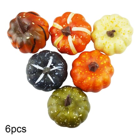 6Pcs Artificial Mini Foam Pumpkins Fruits Realistic Halloween Home Party Decor