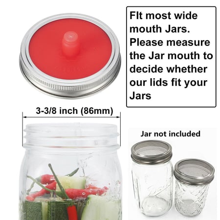 Fermentation Lids Waterless Airlock Silicone Fits for Wide Mouth Mason Jar,20PCS