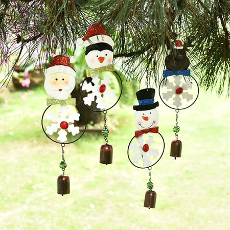 Large for Kids Xmas Holida Christmas Snowman Wind Chimes with Metal Snowflake 