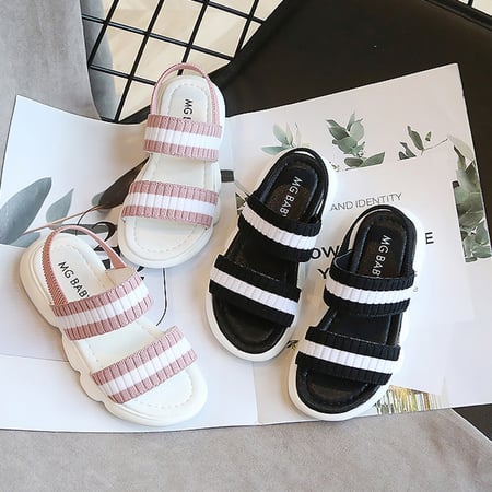 Girls' Sandals Toddler Baby Non-slip Kids Summer Breathable Beach Striped Shoes 