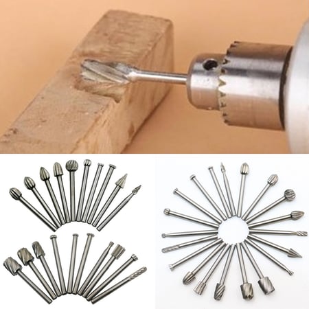 20pcs/Set HSS Routing Wood Rotary Milling File Cutter Woodworking Carved Tools