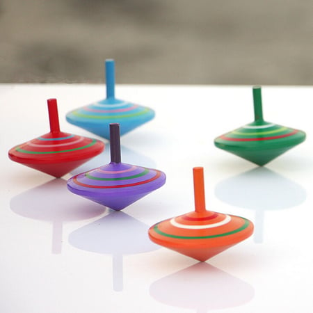 Novelty Wooden Colorful Spinning Top Kids Wood Children's Party Toy