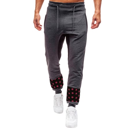 iTLOTL Mens Autumn Joggers Patchwork Casual Drawstring Sweatpants Trouser Printed Pants