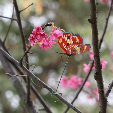 Hot 10/20/50Pcs Artificial Butterfly Insert Rod Garden Decor DIY Flower Ornament 