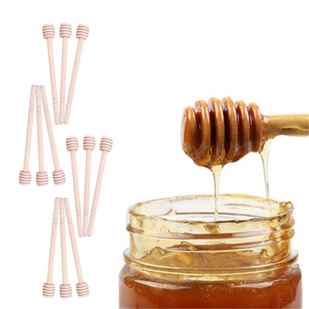 50PCS 8CM Wood Honey Dipper Sticks Honey Stirrer Dispensing Wand For Wedding