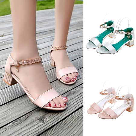 Pointed Open Toe with One-Word Buckle Strap Narrow Metal Decoration Party Stilettos Sandals for Women Wedge Heels