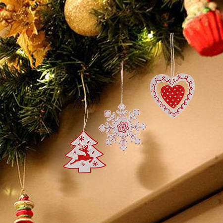 24 Pieces Of Wooden Pendants Christmas Decorations Home Improvement Gifts S Reviews Zoodmall - Home Improvement Christmas Decorations