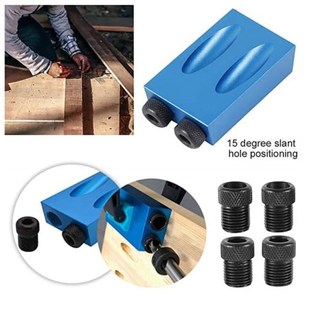 15 Degree Angle Pocket Hole Jig Kit 6//8//10mm Angle Drill Guide Hole Puncher