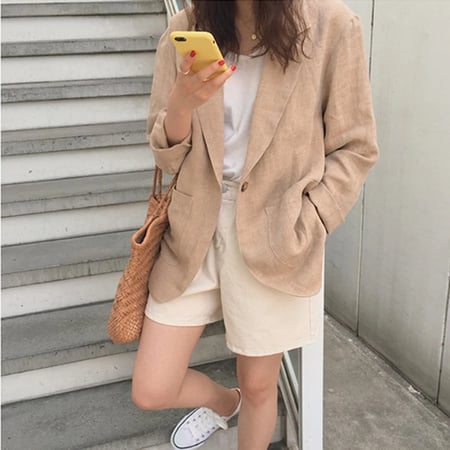 Womens casual linen jacket clearance