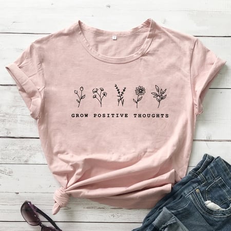 grow positive thoughts t shirt vintage women floral print tshirt summer inspired slogan graphic boho tee top mental health shirt buy grow positive thoughts t shirt vintage women floral print tshirt summer inspired