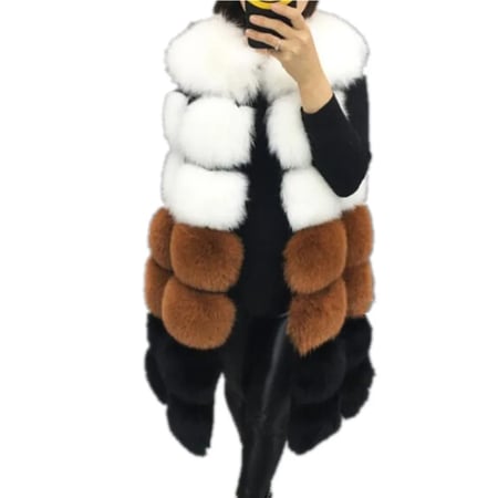Lisa Colly Winter Womens Fur Vest Coat Warm Long Vests Fur Vests Women Faux Fur Vest Coat Outerwear Jacket
