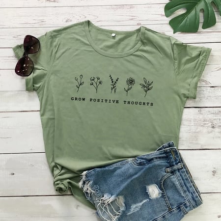 grow positive thoughts t shirt vintage women floral print tshirt summer inspired slogan graphic boho tee top mental health shirt buy grow positive thoughts t shirt vintage women floral print tshirt summer inspired