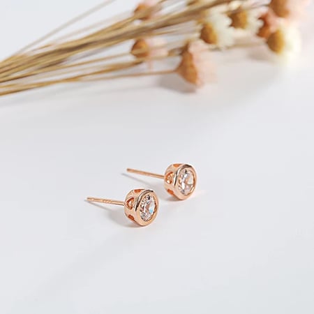 925 crystal heart stud earrings silver & rose gold colours women jewellery gift