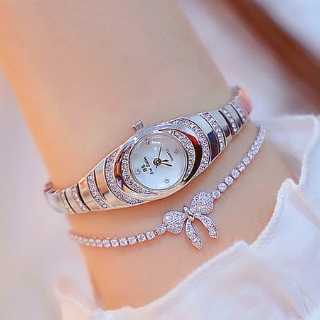 Silver diamond watch womens Clearance
