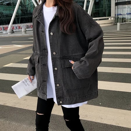 2019 Women Casual Long Sleeve Denim Jacket Long Jean Coat Outwear Overcoat