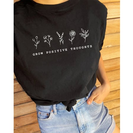grow positive thoughts t shirt vintage women floral print tshirt summer inspired slogan graphic boho tee top mental health shirt buy grow positive thoughts t shirt vintage women floral print tshirt summer inspired