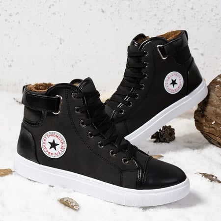 Trendy Lace-Up High Top Canvas Leather Ankle Men/'s Shoes Sneakers