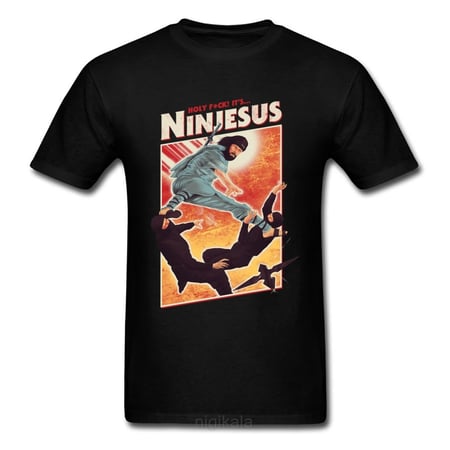Black Ninja Cat Mens Casual Slim Fit Short Sleeve T-Shirt 100% Cotton Tee Tops 
