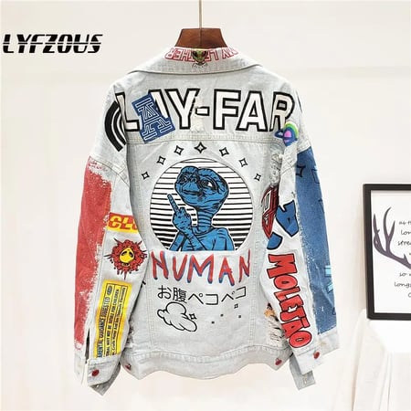 KPOP Rapper Denim Jacket Jeans Love Printed Fashion Sport Hip Hop Hoodie KPOP Rapper Denim Jacket Jeans Love Printed Fashion Sport Hip Hop Hoodie