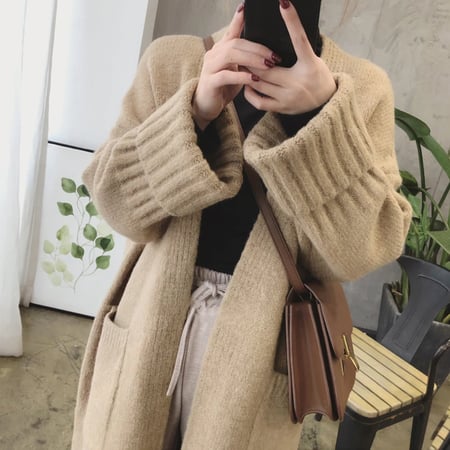Details about  / latest Autumn winter Korean fashion trend loose cardigan Knitting sweater coat