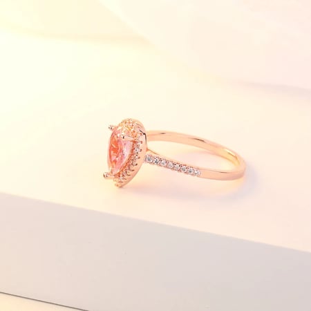 Crystal Heart Lady Marriage Ring Rose Golden Lady Anillo De 