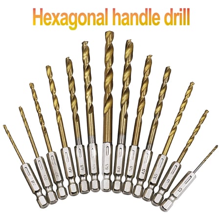 5pcs HSS Titanium Coated 1/4 Hex Shank Metal Drill Bit For Cordless Power Tools