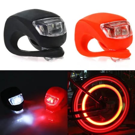 2X Silicone Bike Bicycle Cycling Head Front Rear Wheel LED Flash Light Lamp MT 