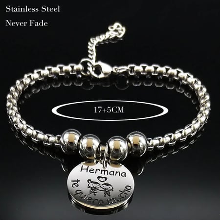 2020 Hermana Te Quiero Mucho Stainless Steel Bracelets For Women Silver Color Charm Bracelet Jewelry Pulseras Mujer Moda B18308 Buy 2020 Hermana Te Quiero Mucho Stainless Steel Bracelets For Women Silver