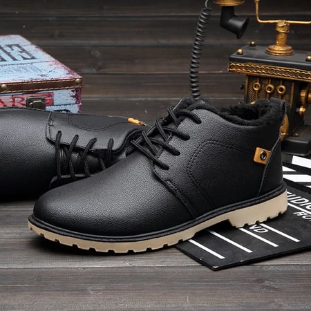 Mens Boots Winter Ankle Classic Cotton Padded Shoes Plush Warm Man Snow Boots